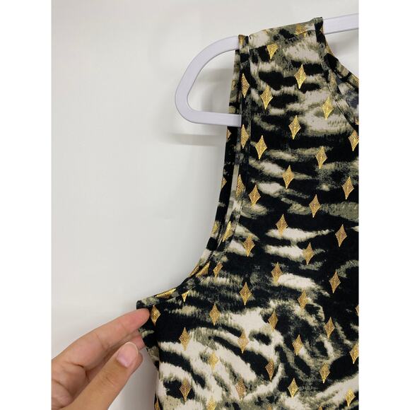 By Design Womens Black Gold Sleeveless Animal Print Blouse NEW Size Large - Picture 4 of 11